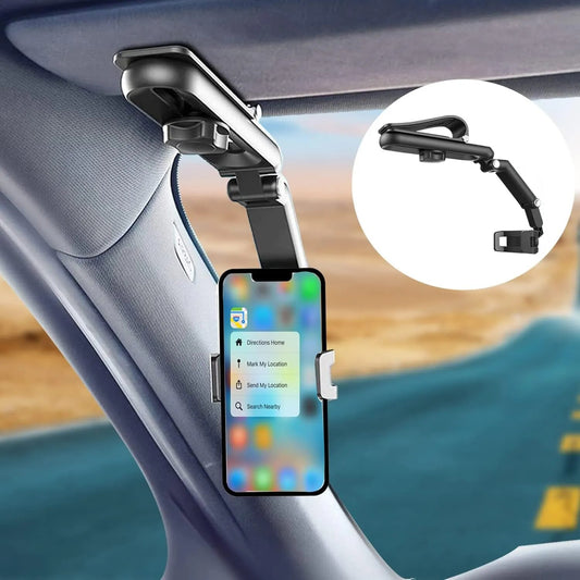 "Stay Connected on the Go with Our 360° Rotating Sun Visor Phone Holder - Perfect for Iphone, Samsung, and Android!"