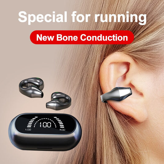 "Wireless Bone Conduction Bluetooth Earphones - Stylish Sports Headsets with Mic for Xiaomi, Huawei, Iphone"